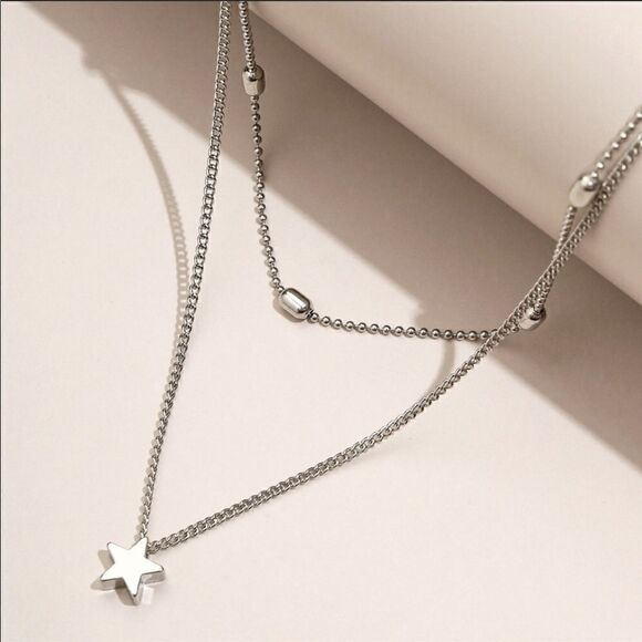 Necklace double layered necklace Zinc Alloy Star - Picture 1 of 6